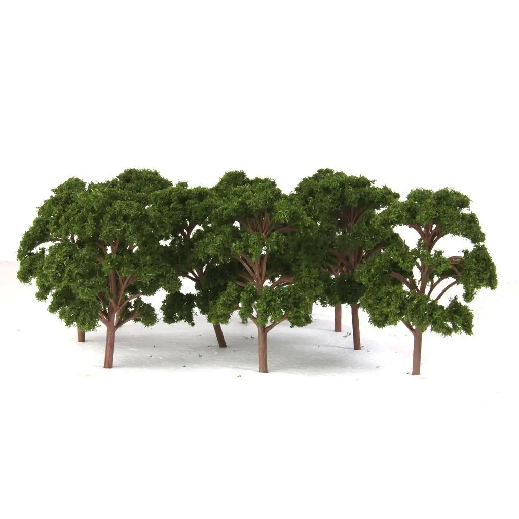 10pcs Dark Green Banyan Model Tree Train Railway Garden Park Scenery 1:75 HO