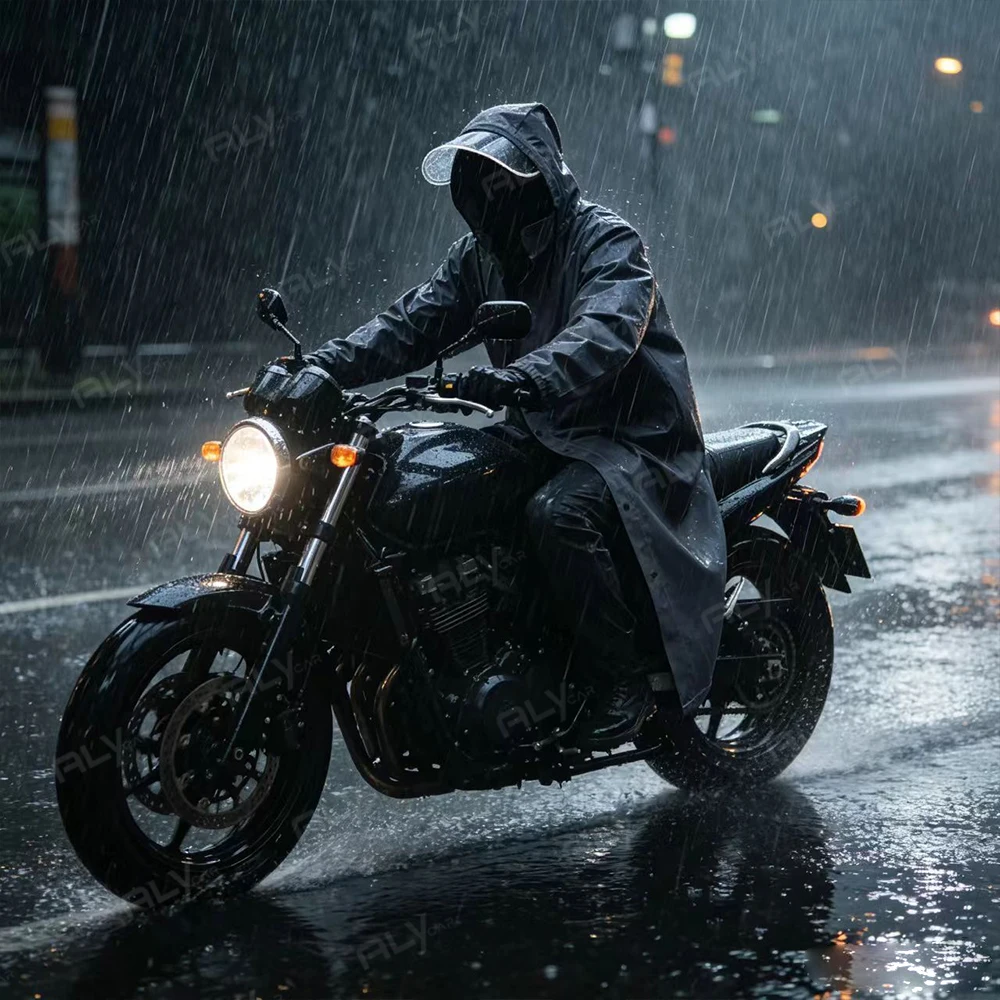 

Black Unisex Hooded Raincoat Thickened Waterproof Long Rain Poncho for Men Women Outdoor Auto Motorcycle Cycling Hiking Travel