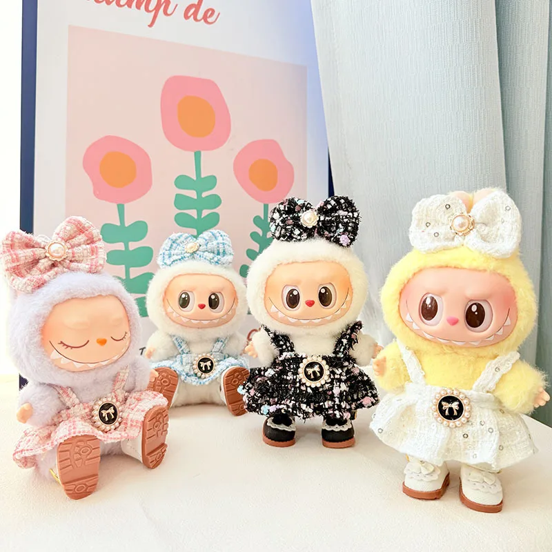 

17cm Labubu Doll Accessories Clothes Advanced Luxury Design Bowknot Fragrant Skirt Suit Labubu Clothes DIY Mini Dolls Clothing