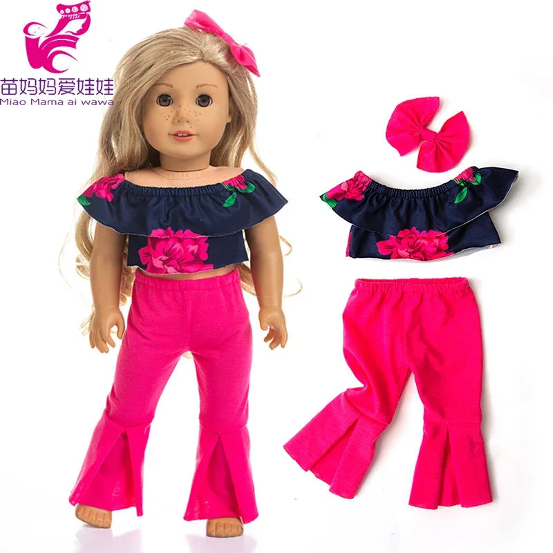 17inch Baby Doll Clothes Trousers Set 18 Inch 45cm Girl Doll Outfit One-shoulder Bell-bottom