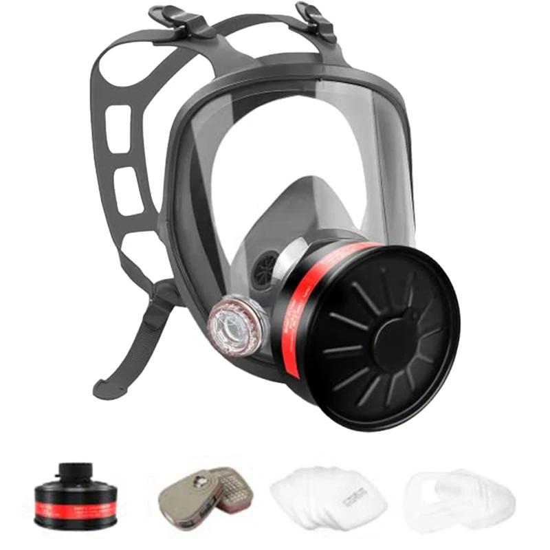 A73T Full Face Gas Mask, Gas Masks Survival Nuclear With 40Mm Activated Carbon Filter, Reusable Respirator Mask