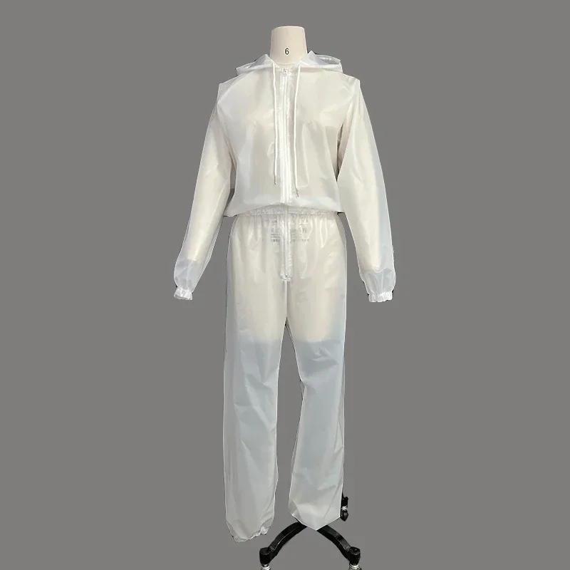 Glossy PU Leather Hooded Jumpsuits Women Gothic PU Bloomers Overalls Ladies PVC One Piece Costume Clubwear New Custom