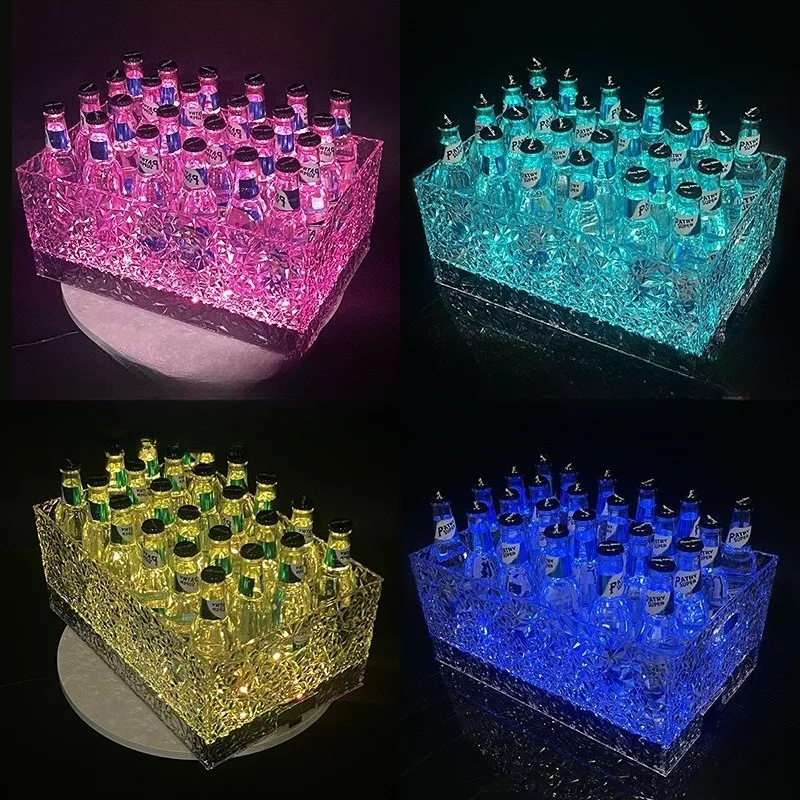 

Bar ktv ice pattern luminous ice bucket transparent acrylic champagne bucket 24 pcs 12 pcs beer soda frame
