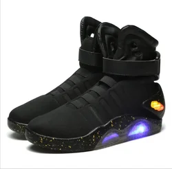 Chaussures de basket-ball LED Retour vers le futur pour hommes, chaussures lumineuses décontractées pour adultes, rencontre plonger oyante, chargement USB, mode de printemps