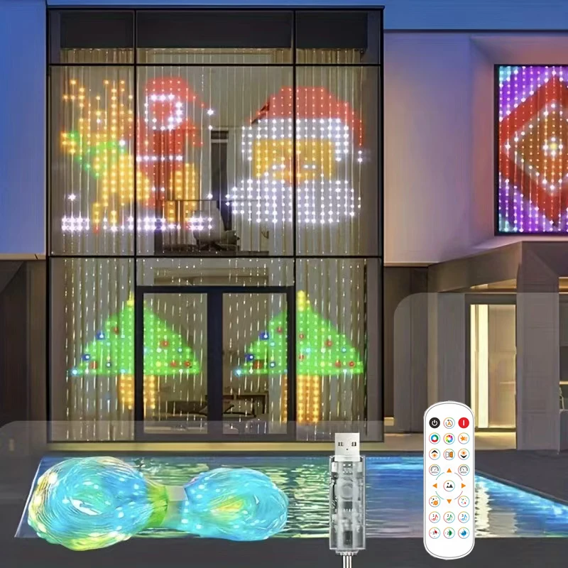 Luci natalizie Bluetooth Musica App Controllo USB DC5V WS2812B Smart Led String RGBIC Tenda LED indirizzabile Decorazione per feste