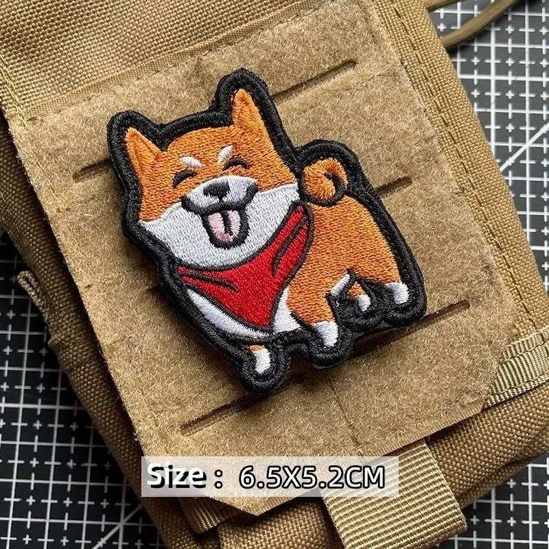 Cute Schnauzer Dog Embroidery Hook&Loop Tactical Patches Military Fun Dachshund Corgi Morale Badge Armband for Backpack Sticker