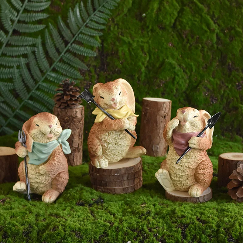 

Easter Home Decoration Cute Resin Craft Rabbit Stature Vilead Bunny Figurine Set of 3 For Outdoor Yard Garden Ornament Gift
