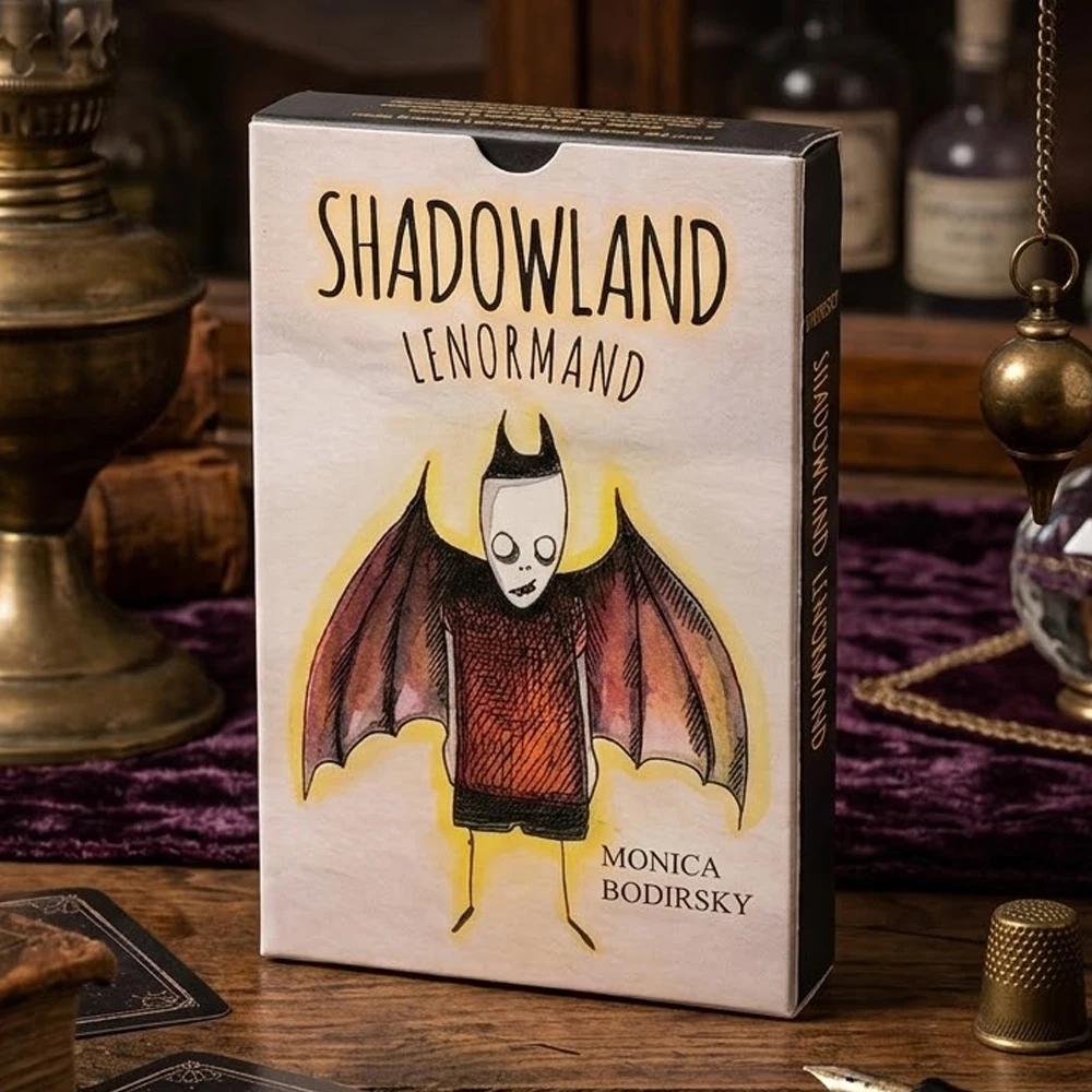Shadowland Lenormand: A 36-Card Journey Into Shadows and Light | Unique Gothic Ink-and-Watercolor Deck Double-embossed 9*6cm