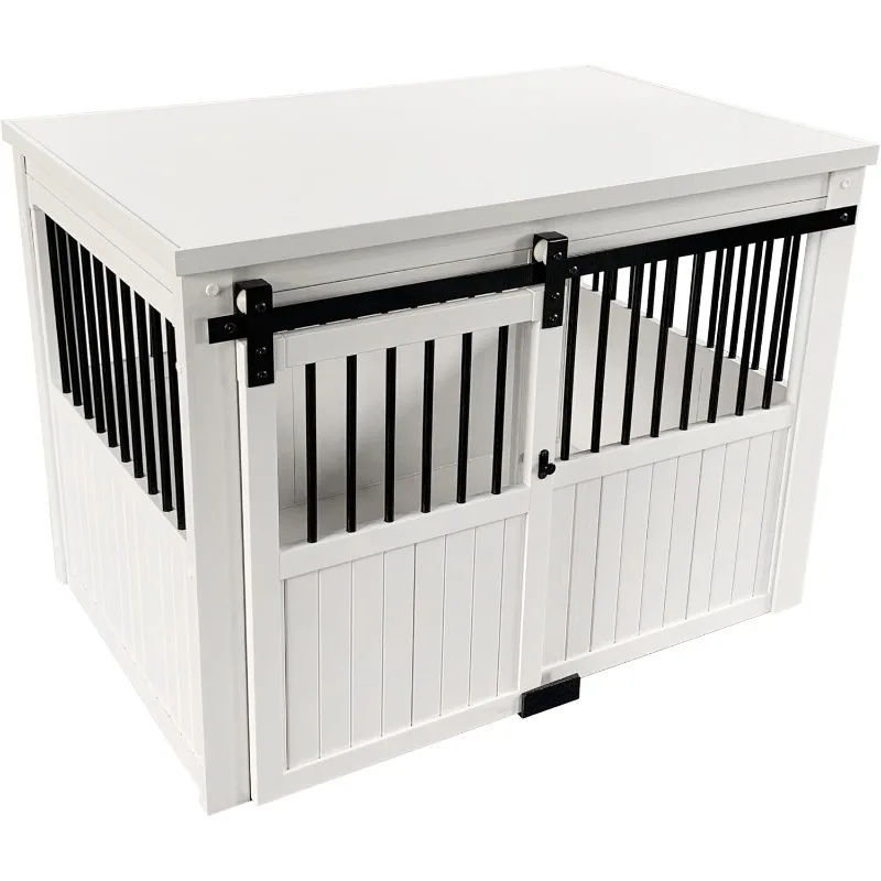 Door Furniture Style Dog Crate - Antique White, Extra Large (EHDBC15-04XL) - Stylish, Durable, Removable