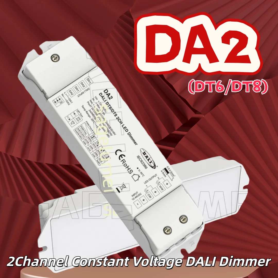 

DA2(DT6/DT8) New 2Channel Constant Voltage DALI Dimmer 10A/CH for DT6 Dimming or DT8 Color Temperature LED Strip Light Skydance