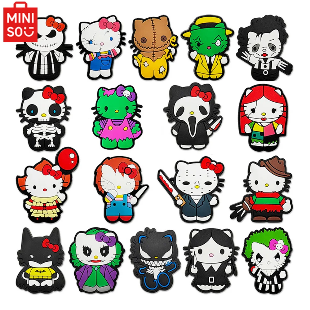 

MINISO 18pcs Hello Kitty Shoe Charms For Clogs Garden Bubble Sandals Kids Gifts Shoes Decorations Accessories Halloween Charms