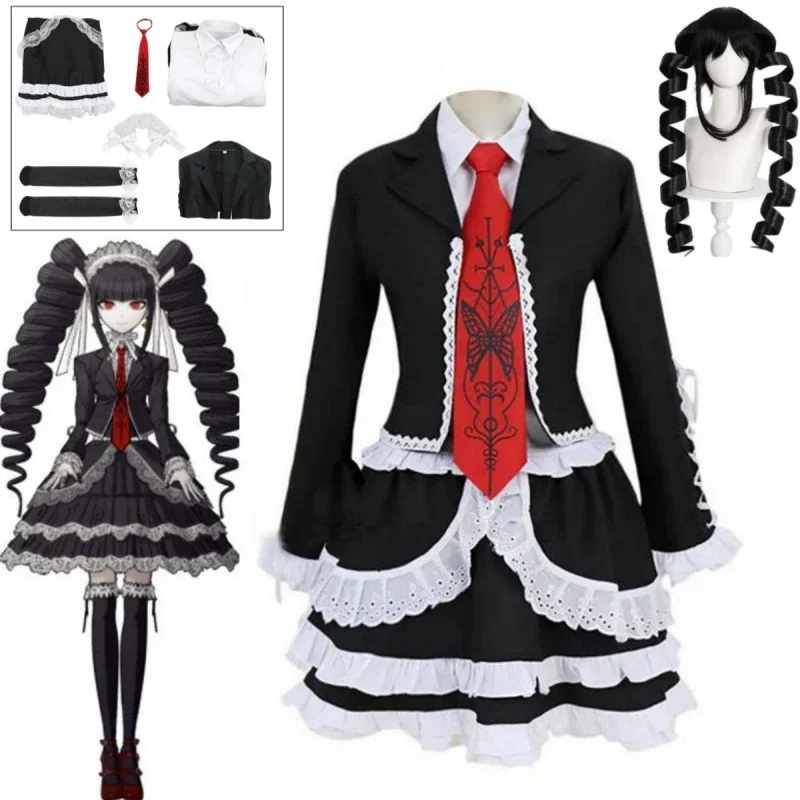 Dangaronpa Celestia Ludenberg Cosplay Dangaronpa kostium mundurek szkolny damski Halloween komplet Gothic Lolita impreza przebierana