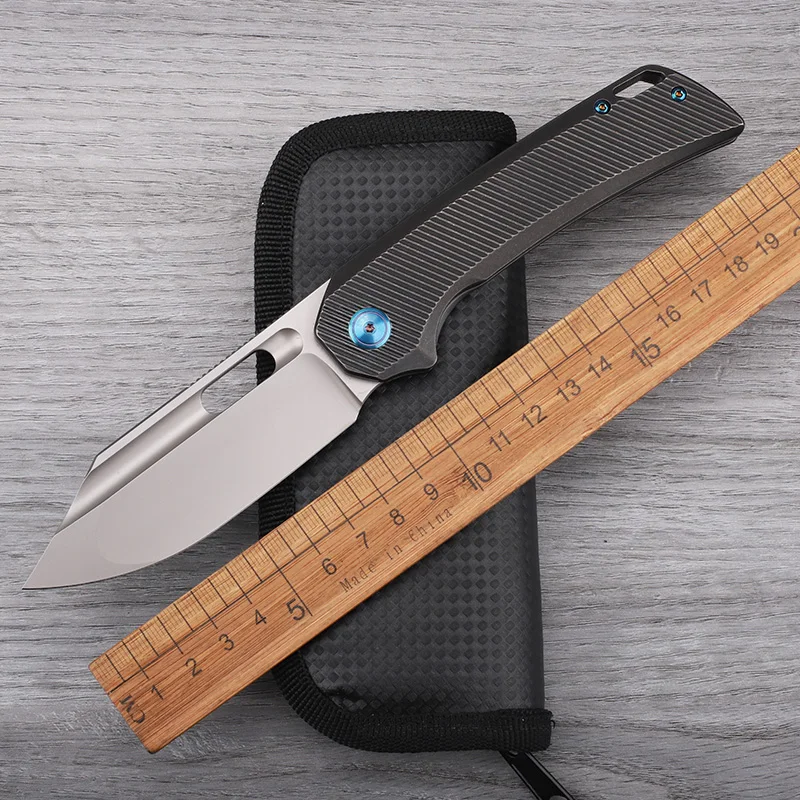 M390 Powder Steel Titanium Alloy Handle Folding Knife Outdoor Camping Survival High Hardness Sharp Portable Tool