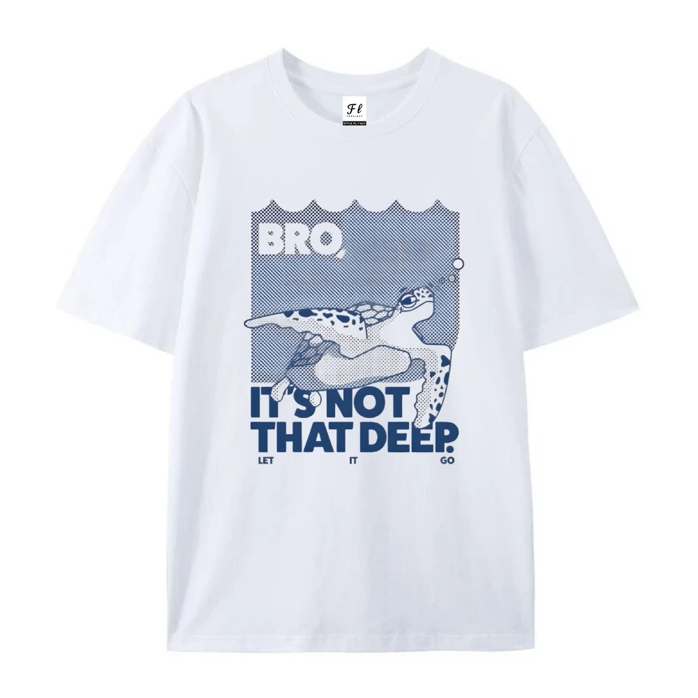 タートルブロ！それはとても深い夏ではありません。ピュアコットンTシャツ、カジュアルクルーネックトップTシャツ、カメ好きへのギフト、ユニセックススタイルの服