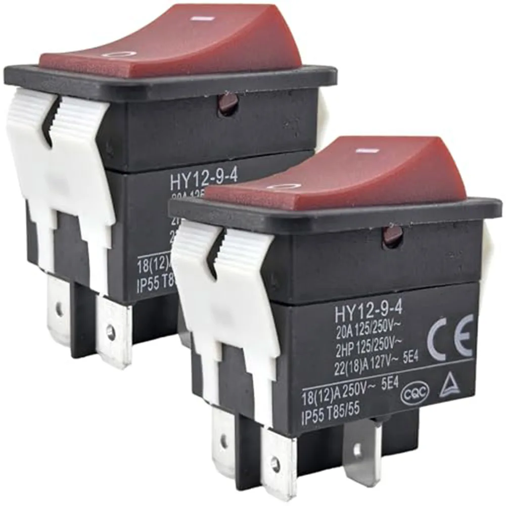 4-Pin DPST Rocker Switch Woodworking Workshop 20A Rated Current IP55 Protection 50,000 Cycles Mechanical Life For Table Saws