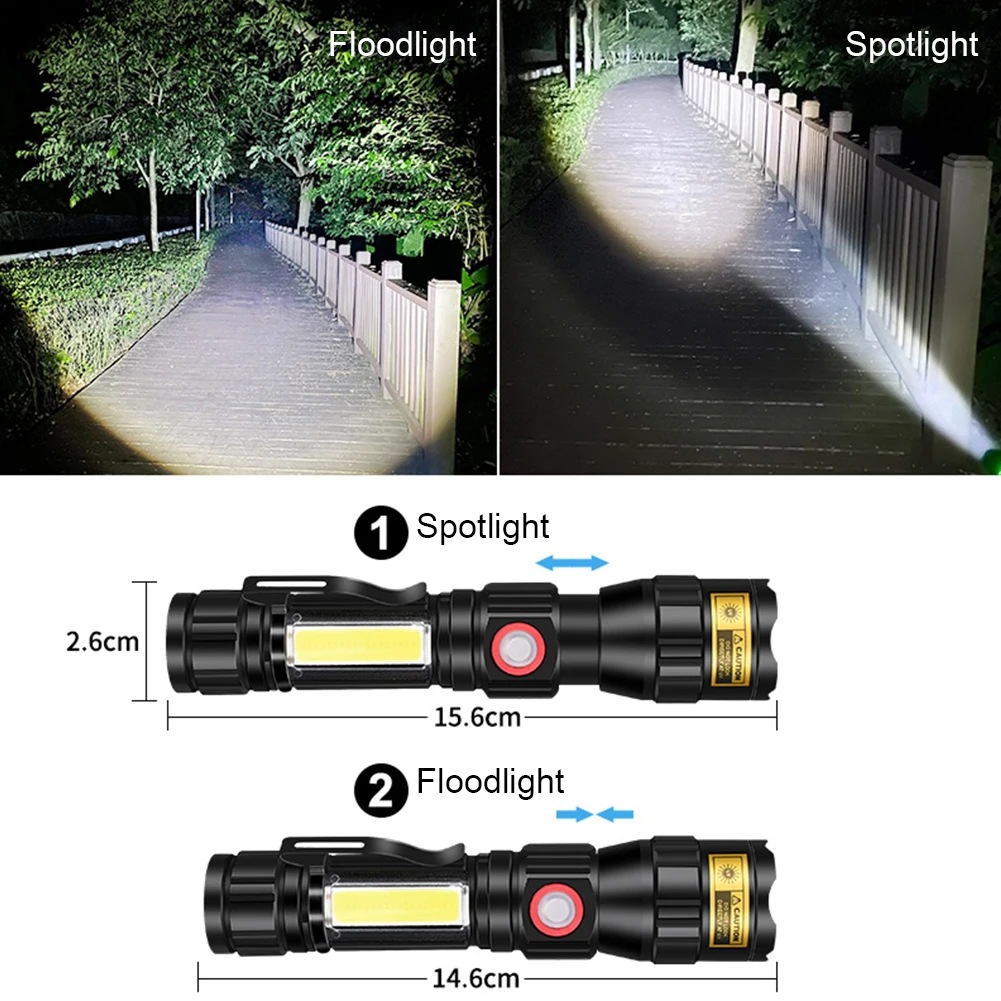 UV Flashlight 18650 365nm Ultraviolet Torch Powerful T6 COB LED USB Magnet Rechargeable Zoom Light For Pet Urine Stains Detector