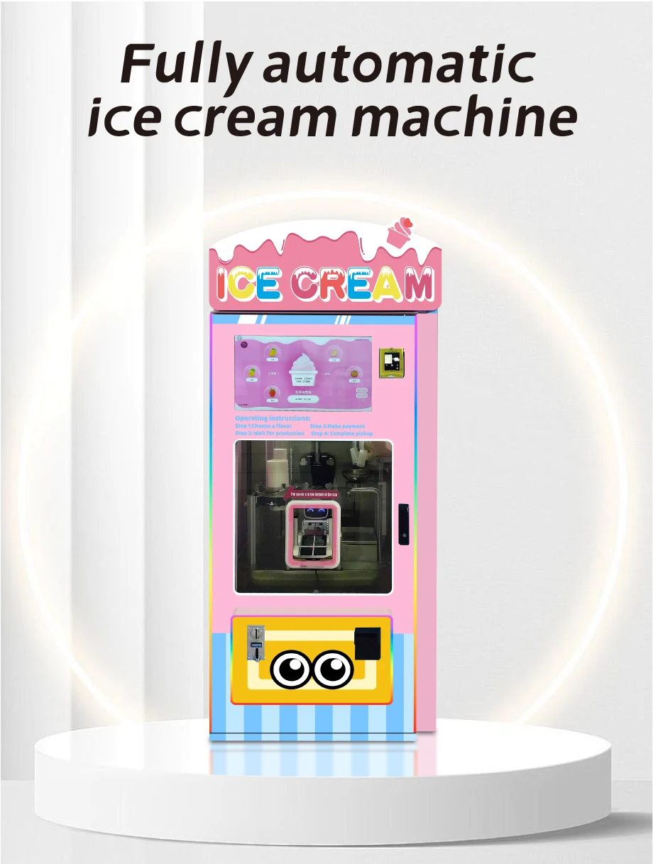 Customized 2025 New Commercial Self Service Ice Cream Vending Machine Fully Automatic Soft Serve System Business Package