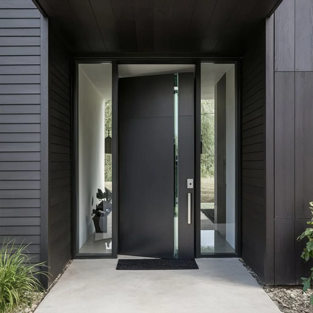 

Входная распашная дверь Sixinalu с боковым световым проемом, наружная входная дверь-ворота для дома, алюминиевая, на заказ, для декора интерьера