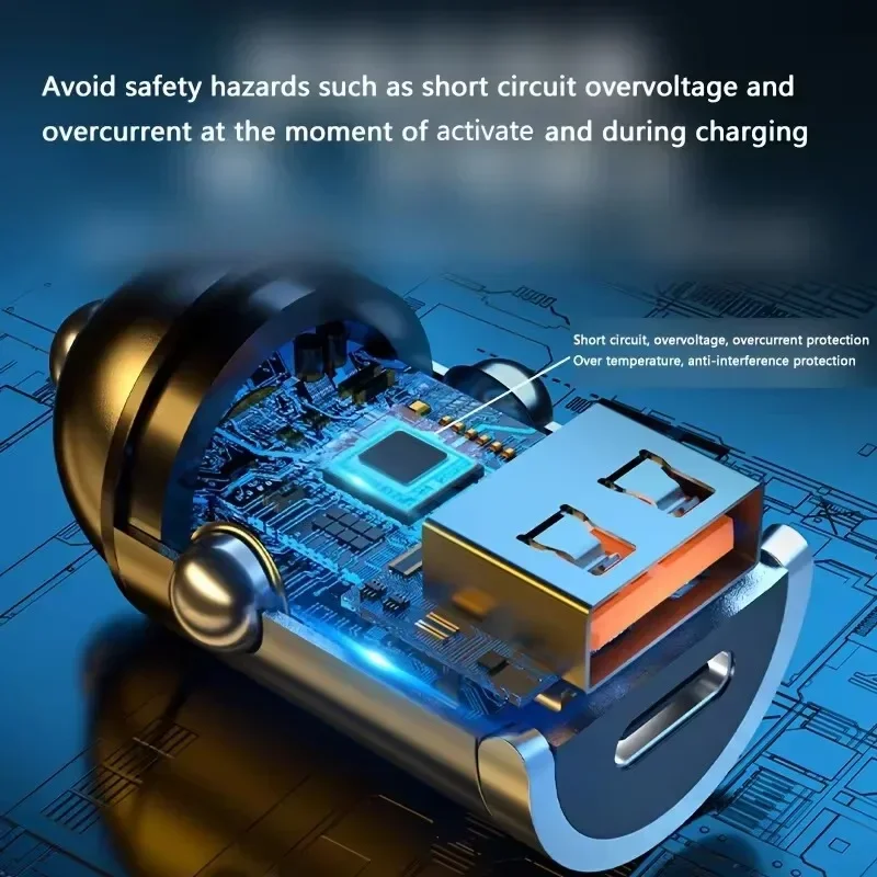 Cincin Tarik Mobil Baru Pengisian Super Cepat Mini Tersembunyi PD + Port USB Pengisi Daya Mobil Multifungsi Peralatan Listrik Mobil