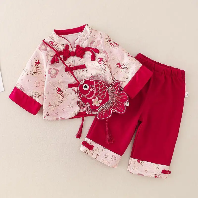 

Kawaii Casual Coat Set Fashion 2 Piece Set Children S Clothing Girls Hanfu Outfit Cotton Toddler Autumn Birthday Party One Year