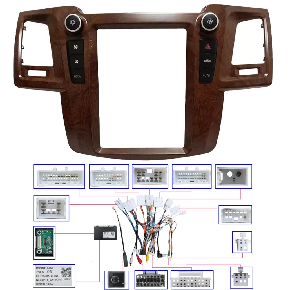 For 2005-2014 TOYOTA FORTUNER/ VIGO/ HILUX (9.7" VERTICAL SCREEN)Car Radio Fascias Tesla Style Panel Android MP5 Stereo Frame ki view 6
