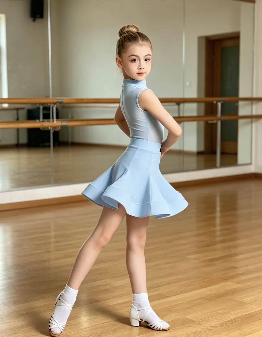

New Summer Thin Flared Children Velvet Latin Dance Dress Kids Junior Teen Professional Ballroom Contest Daily Training Dancewear