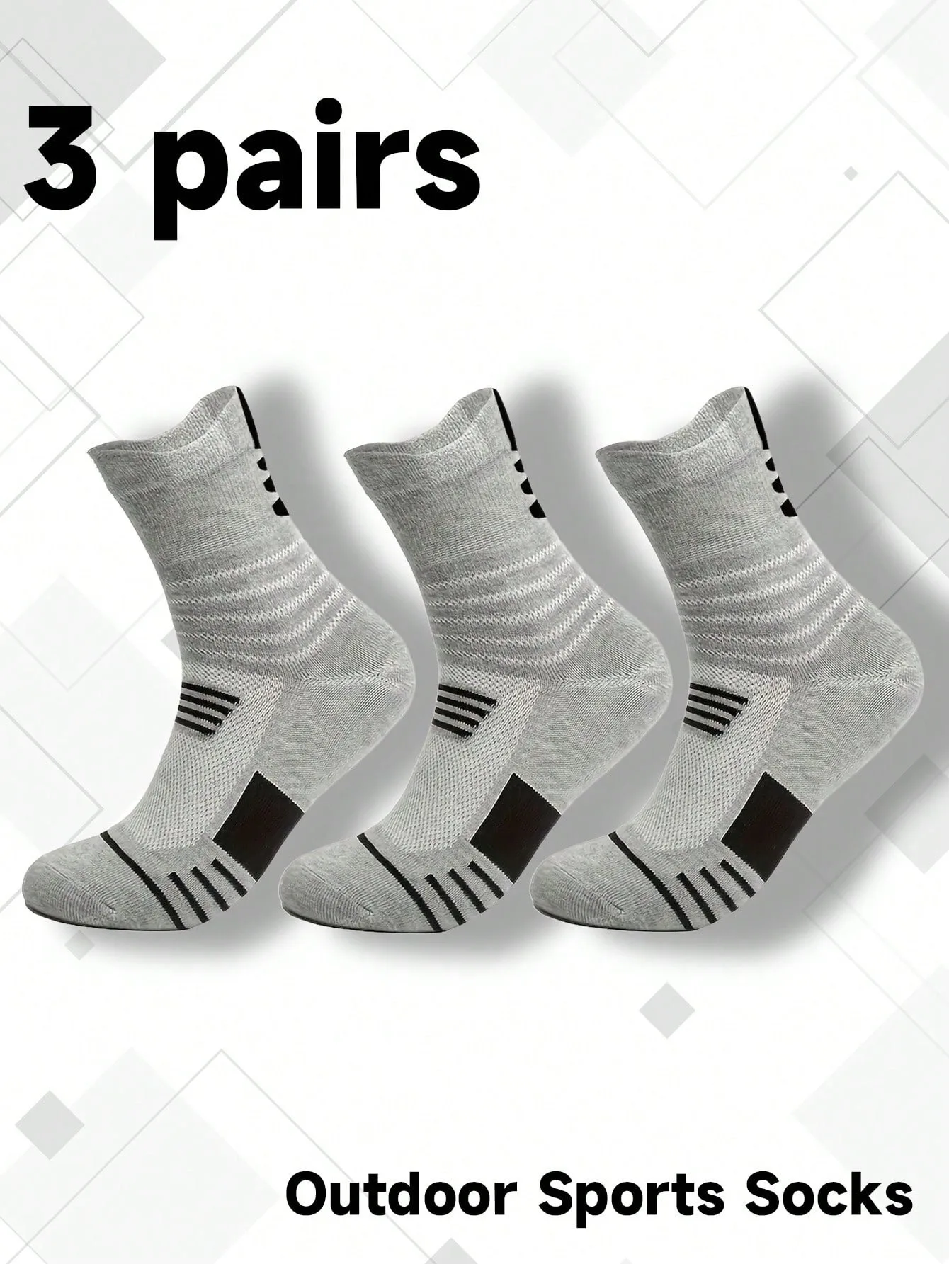 3 Pairs Men's Mid-calf Towel Socks Four Seasons Universal High Top Basketball Outdoor Sports Socks Fashion Trend