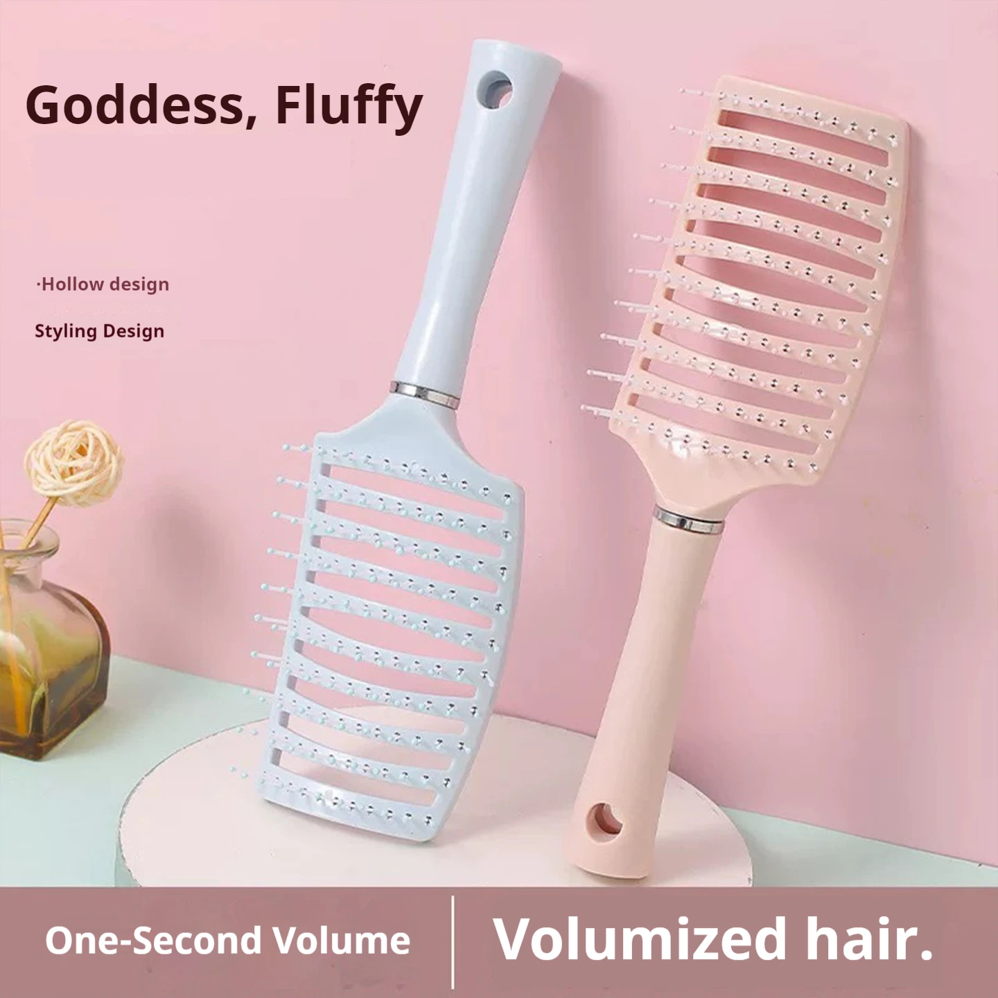 

2-Pack Ribbed Comb for High Crown Volume, Hair Comb for Long Hair and Curly Hair Styling, Large Curved Comb, Scalp Massage Comb, Does Not Damage Hair