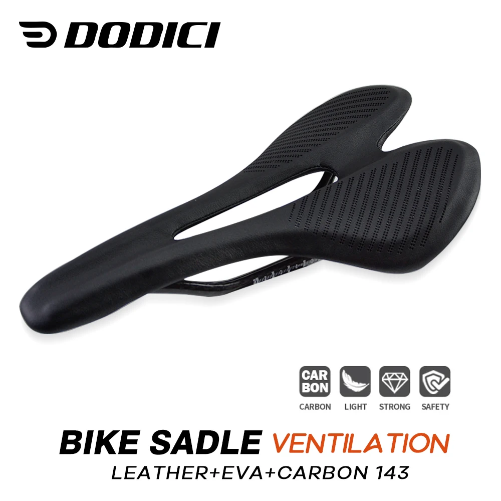 

Dodici Carbon Fiber Bicycle Saddle Durable 3K Leather EVA Road Mountain Bike 148g Lightweight Comfortable Seat 270*143 SD13