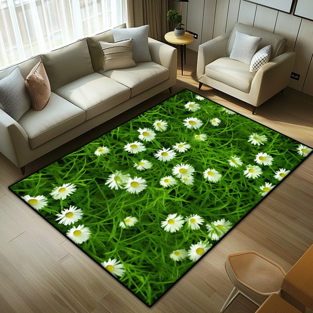 

Light Luxury Plant Living Room Carpet Modern Decor Home Sofa Flower Plant Rug Bedroom Study Non-slip Soft Floor Mat