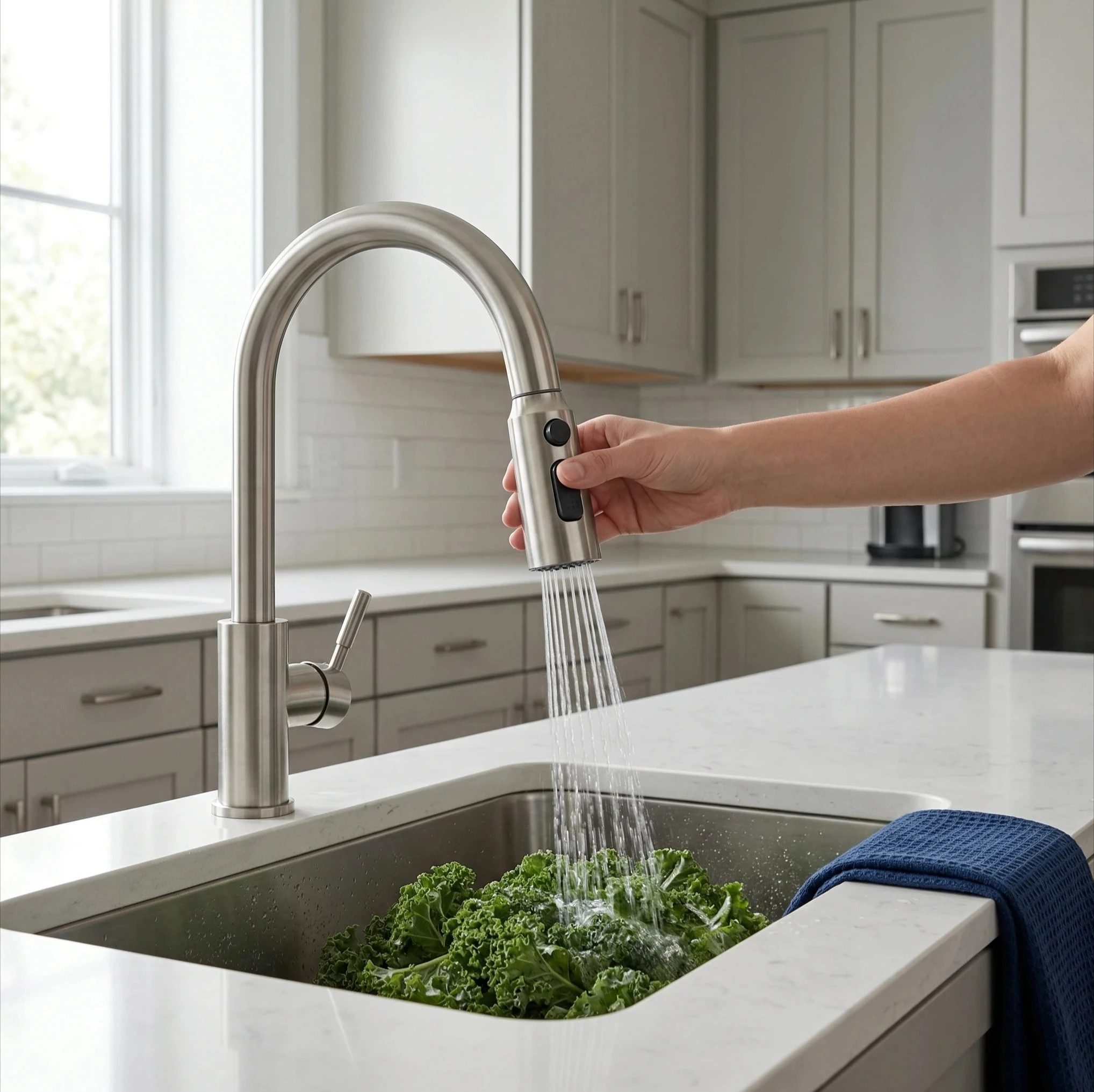 

Stainless Steel 304 Brushed Kitchen Faucet Pull Down Sprayer High Single Handle Sink Tap Pull Out Spray Head for Modern Kitchen