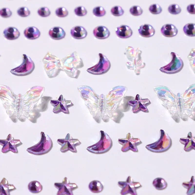 1Sheet Butterfly Stereo Face Stickers Makeup Holiday Party Y2K Music Festival DIY Eyes Face Jewels Stickers Wedding Fake Tattoos