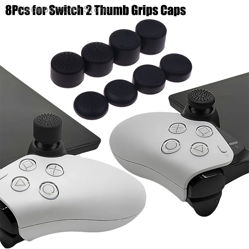 No-Slip Gaming Set: 8Pcs Thumb Grips Caps for Switch 2 Joy-Con Controllers