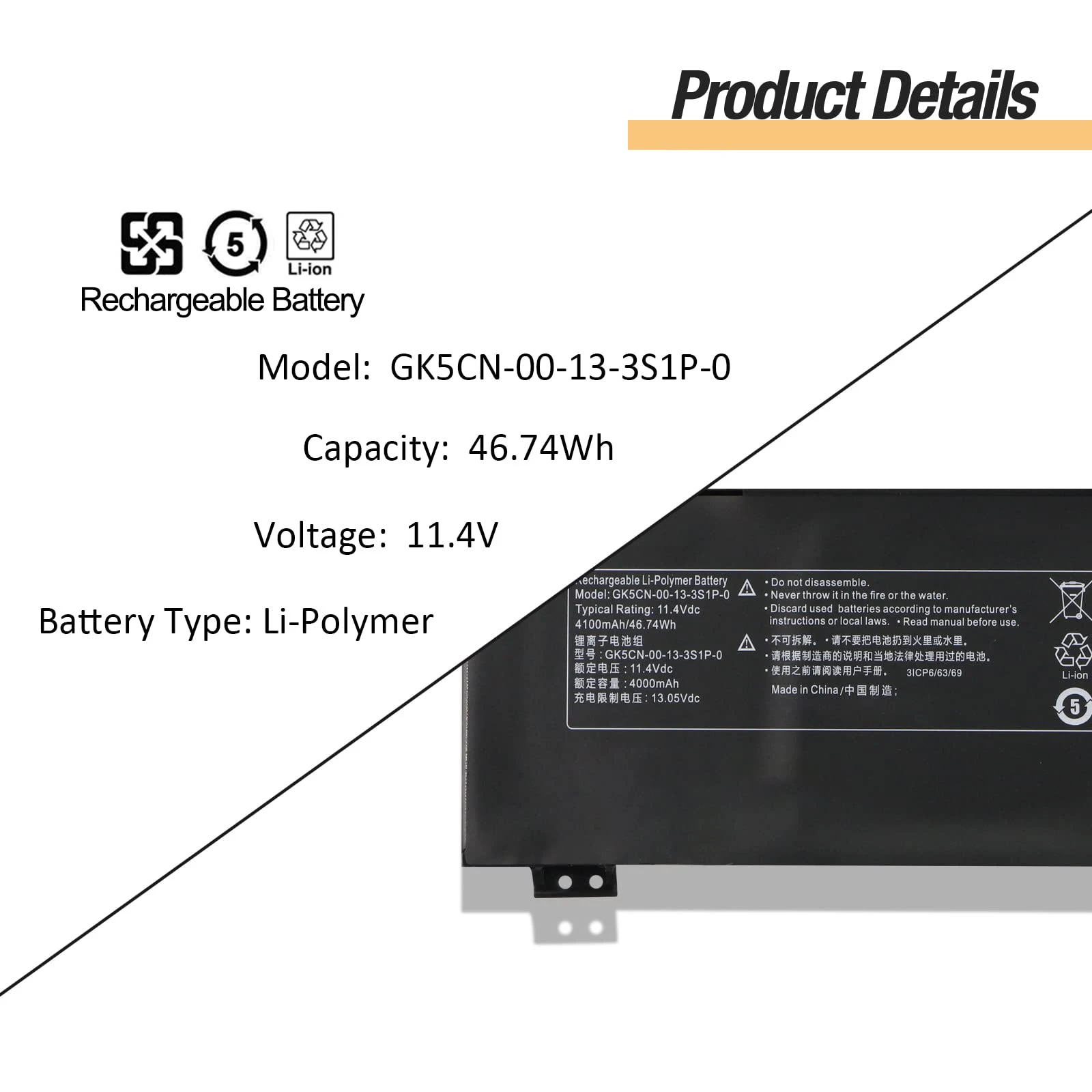 Imagem -05 - Lithium-ion Bateria do Portátil Substituição 11.4v Gk5cn00133s1p-0 para Mechrevo X8ti Plus X8ti-g X9ti-s X10ti Getac Gk5cn5z Hasee