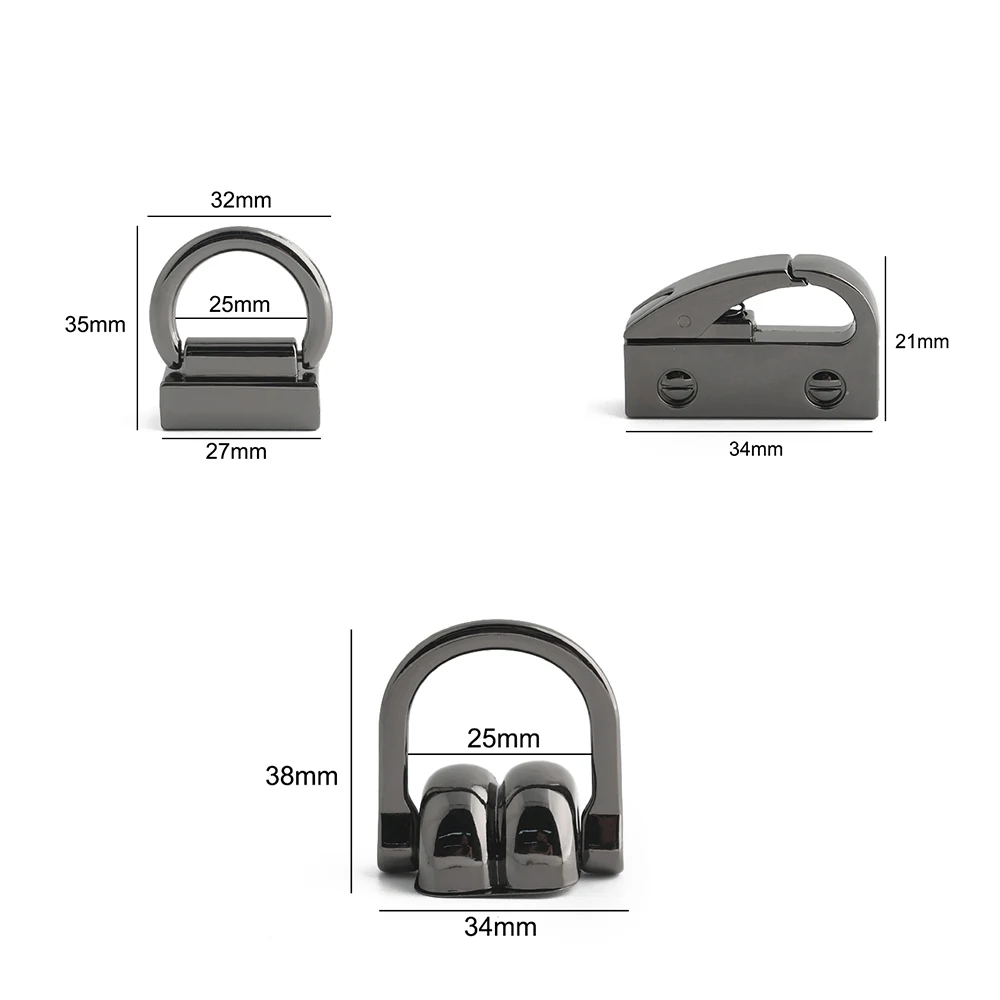 10/50/100PCS Metal Bag Side Hanger Square Ring For Handbag Strap Side Carabiner Clip Hook Chain Connector Buckle Accessories