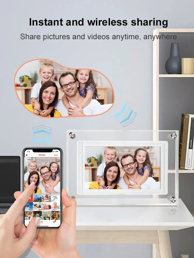 5 Inch WiFi Cloud Touch Digital Picture Frame 1280 x720 IPS HD Cloud Smart Digital Photo Frame,32GB Storage USB Auto Rotation