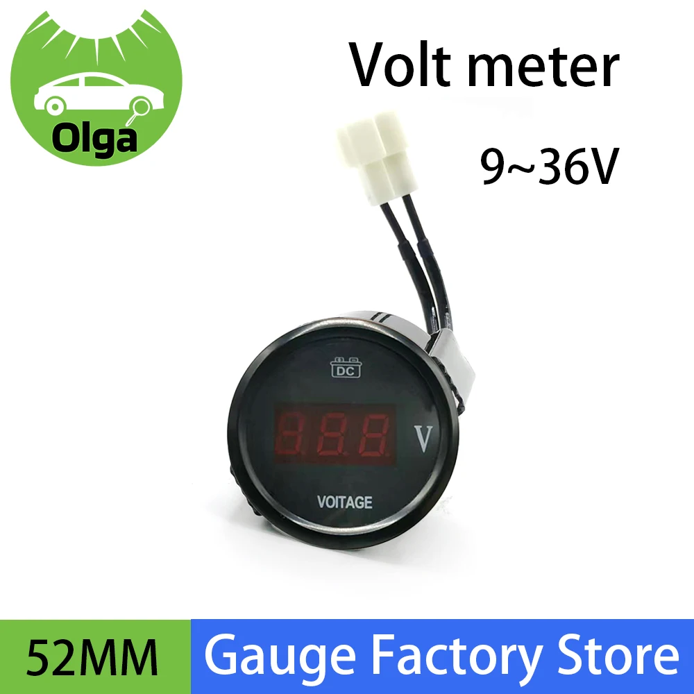 

12V/24V 52mm Digital Voltmeter LCD Display Volt Meter for Car Truck Auto Engine Voltmeter Gauge White Backlight