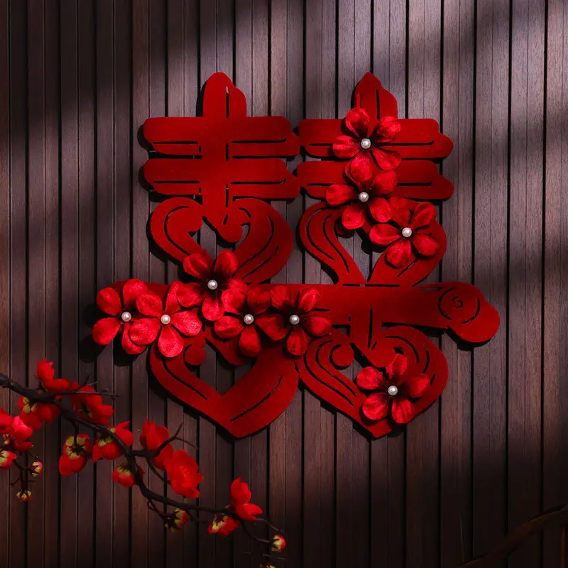 Chinese Wedding Decoration Double Happiness Door Stickers Wedding Supplies Marriage Room Decoration Home Ornament