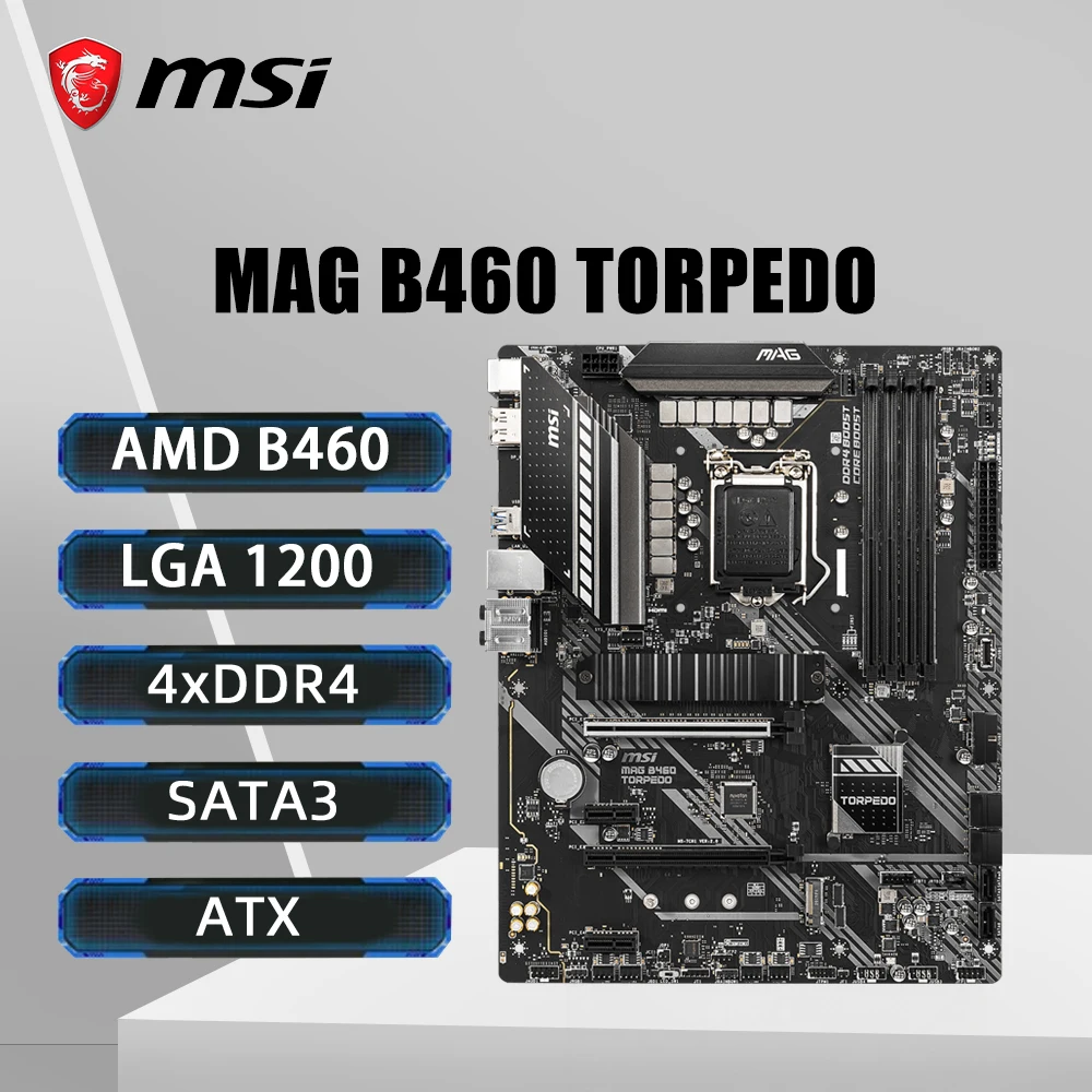 

Материнская плата MSI MAG B460 с поддержкой LGA 1200 i9-10900K i7-10700K i5-10600K i3-10100 Intel B460 4xDDR4 128 ГБ PCIe3.0 M.2 HDMI ATX