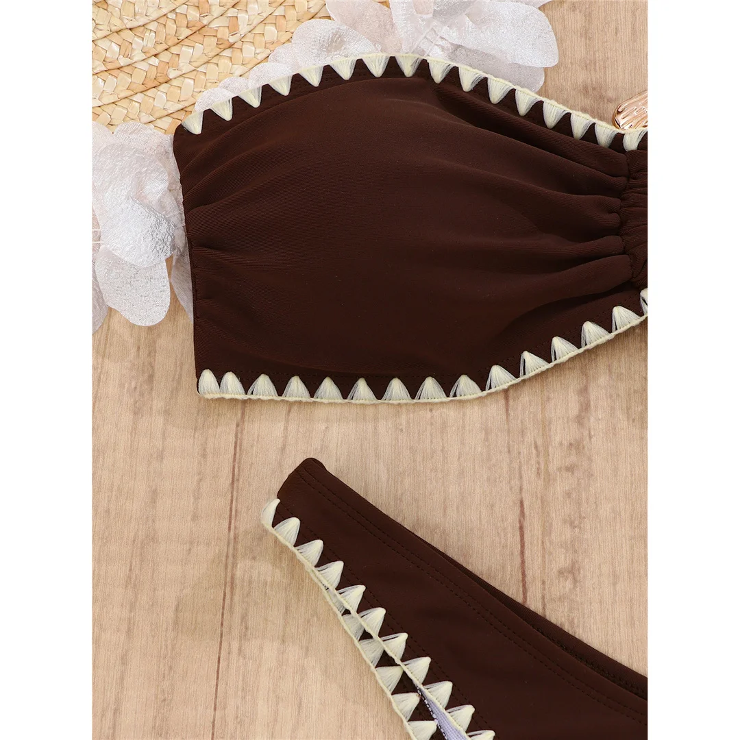Sexy Bandeau-Bikini, Damen-Badeanzug, zweiteiliges Bikini-Set, brasilianischer Schnitt mit hohem Beinausschnitt, Badebekleidung, Badeanzug, Modell V7913. – Detail 8