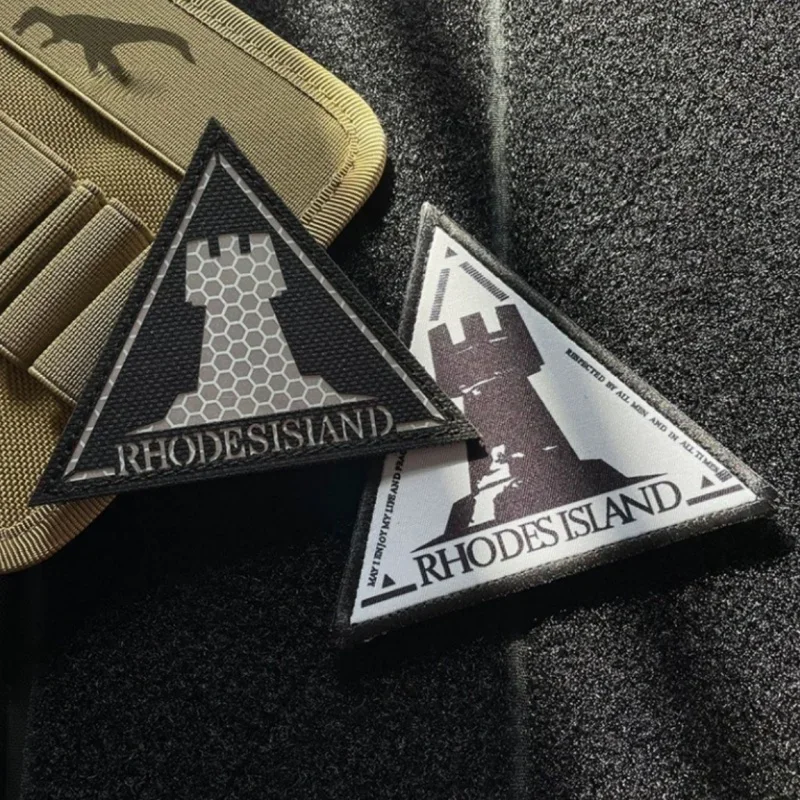 IR Reflective Rhodes Island Morale Badge on Tactical Bag Accessories  Hook&Loop Patch Binary Anime Arknights Emblem for Uniform