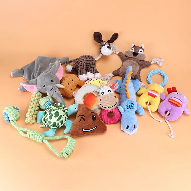 Gnawing Knot Rope Toys Interactive Pet Dogs Chew Grinding Teeth Cleaning Squeak Plush Molar Braided Bone Ball Puppy  Accessories