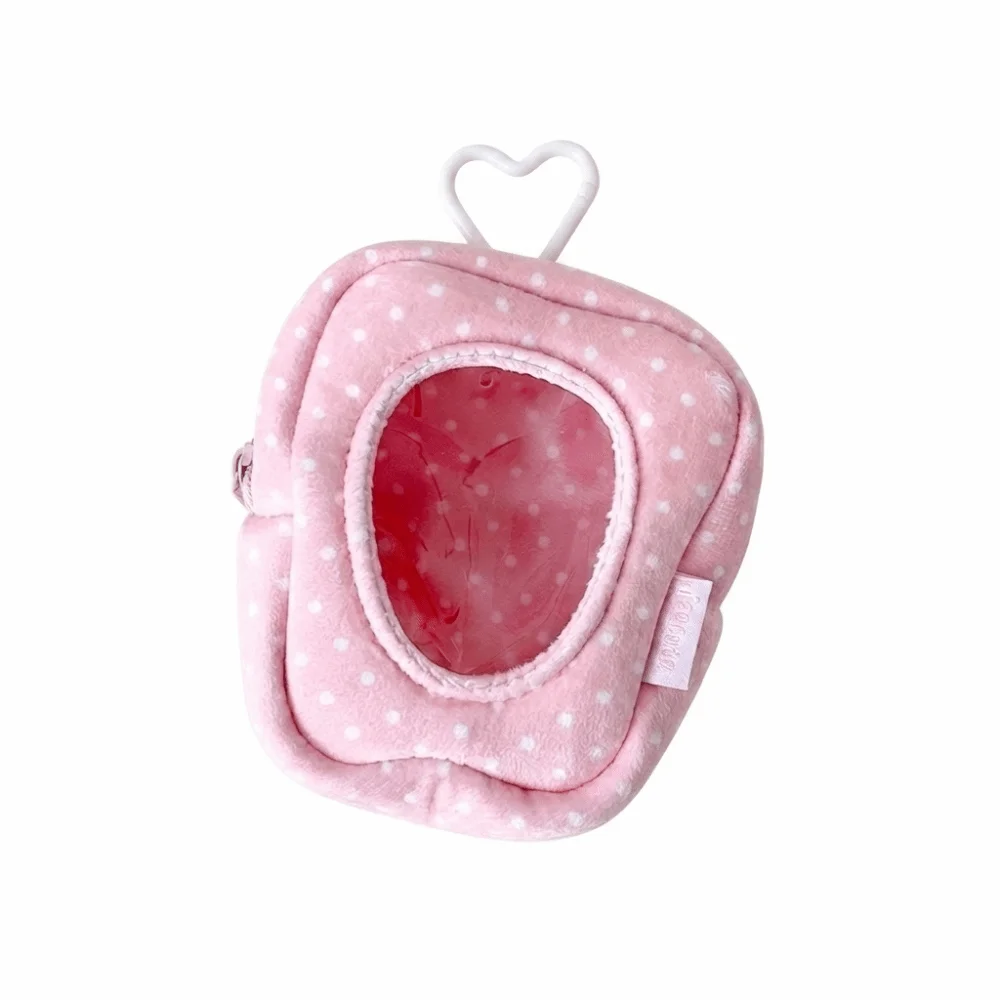 Card Holder Transparent Keychain Dot Backpack Pendant Strawberry Shape Storage Bag Gift