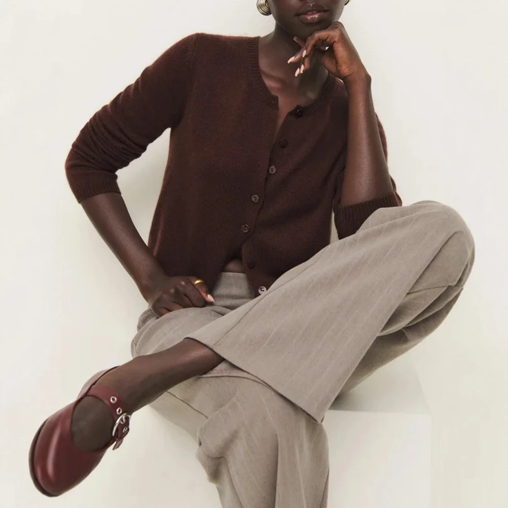 

Women's Long Sleeve Cardigan Basic Plain Crew Neck Casual Button Front Autumn Winter Daily Fashion Outerwear