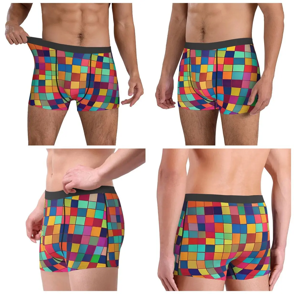 الملاكم السروال السراويل متعدد الألوان فسيفساء قوس قزح سراويل الذكور تهوية الملابس الداخلية لهدايا رجل صديقها أوم