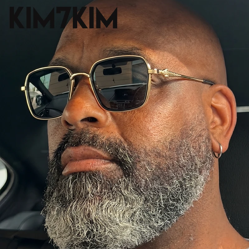 

Square Punk Leopard Head Sunglasses Men 2026 Luxury Designer Vintage Metal Frame Black Gold Driving Shades Hip Hop Sun Glasses