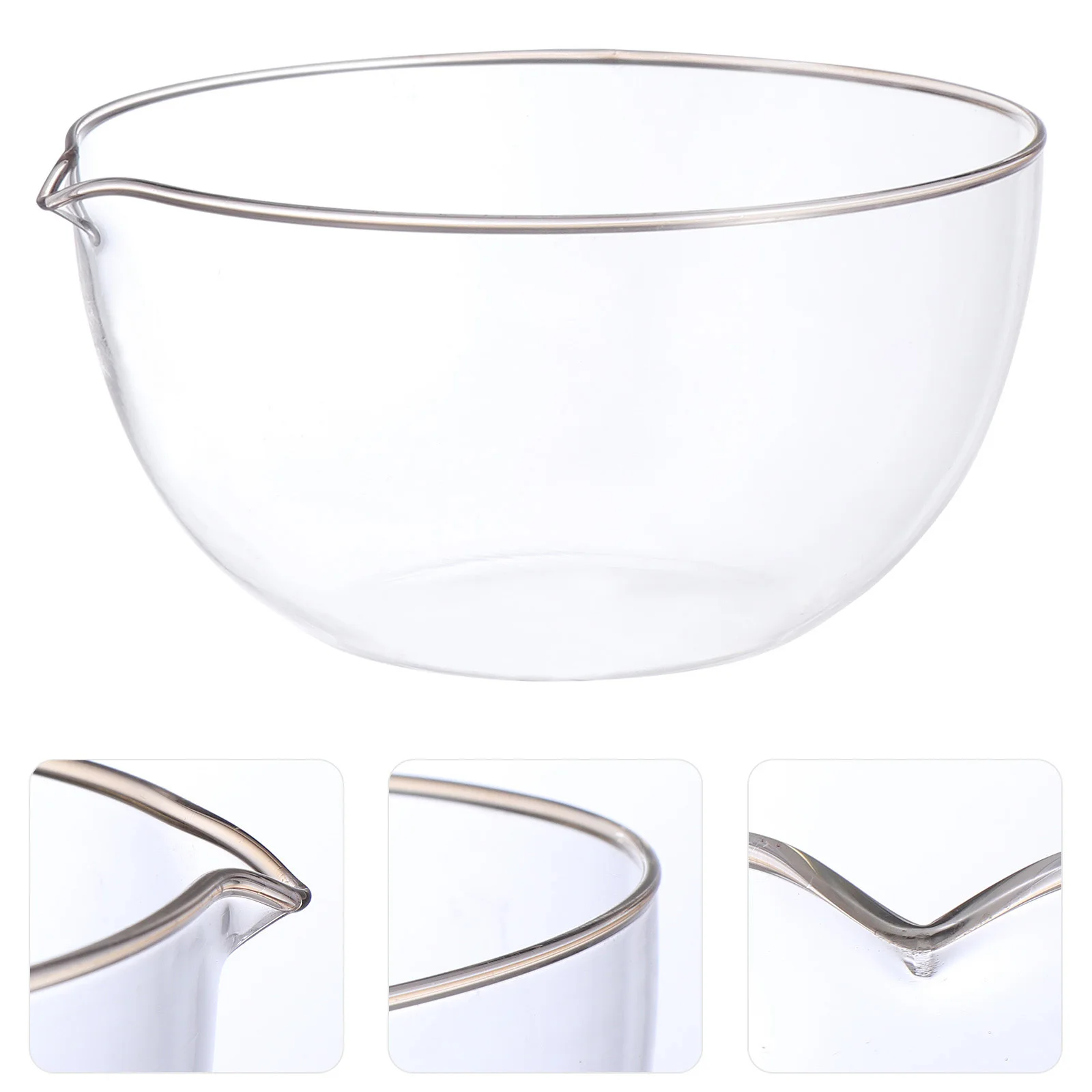 1Pcs Glass Evaporating Dish Container Flat Bottom Reusable Laboratory Tool with Spout Heat Resistant Evaporation Basin for Lab