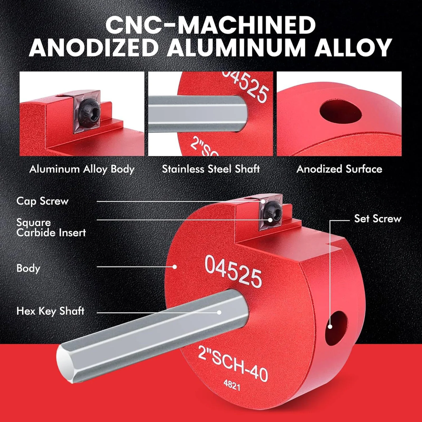 6 Stuks Pvc Pijp Ruimer Set Cutter Tool Aluminium Fitting Socket Saver 3/4in 1in 1‐1/2in 2in 3in 4in Voor 1/2in Boor