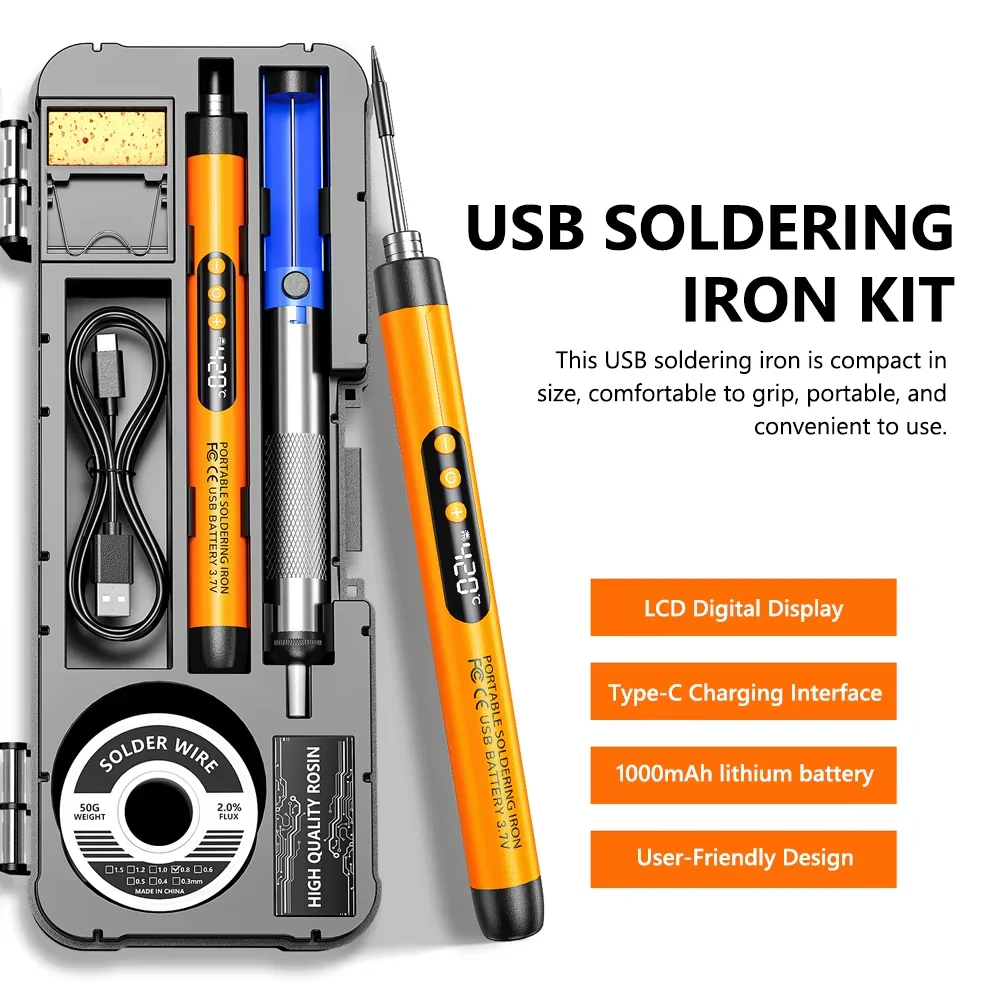 

Portable Electric USB Soldering Iron Intelligent Soldering Welding Pen 260-420℃ Temperature Adjustment for Soldering Repairing