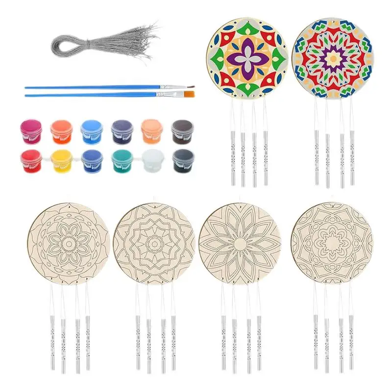 Kids Wind Chime Craft Kit Wind Chime Kits Paint Art Activities Educational Toys Arts & Crafts Home Decoration Wind Chime Wooden